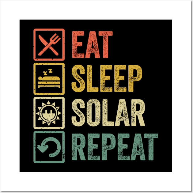 Funny eat sleep solar repeat retro vintage Wall Art by Lyume